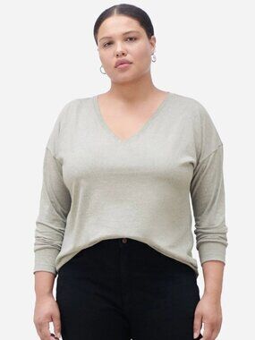 Everybody & Everyone Plus Size V-Neck Long Sleeve Tee Gray 16 Approx XL NWT
